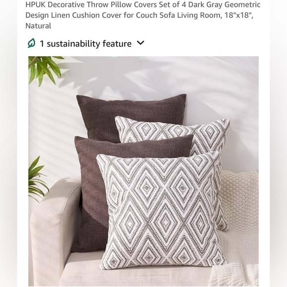 Pillow Covers 4 Pack 18x18 Inch grey geometric Pillow Cases Only No Insert - Picture 3 of 9